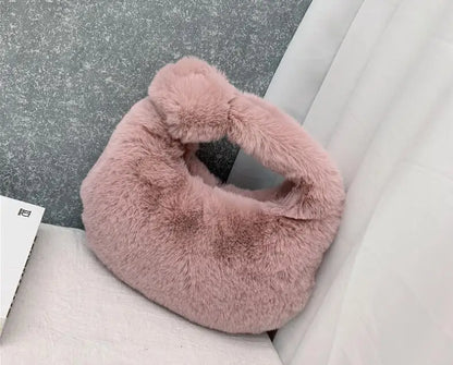 Luxury Faux Fur Half Moon Wrist Bag
