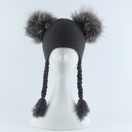 Winter Children Beanie 15 CM Real Fur