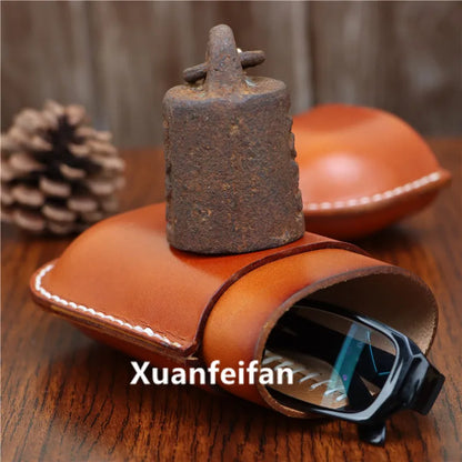 Vintage Cowhide Leather Glasses Case