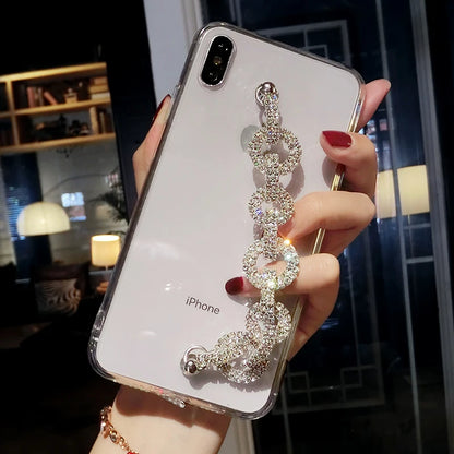 Women Rhinestone Diamond Bracelet Chain Case For Samsung Galaxy Note 10 20 S23 S22 S21 S20 S10 Lite S7 S8 S9 Soft Cover