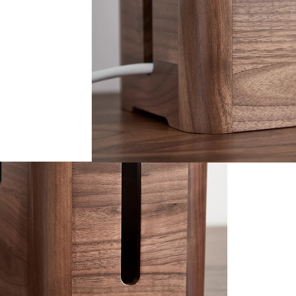 Black Walnut Wood Cable Storage Box Organizer