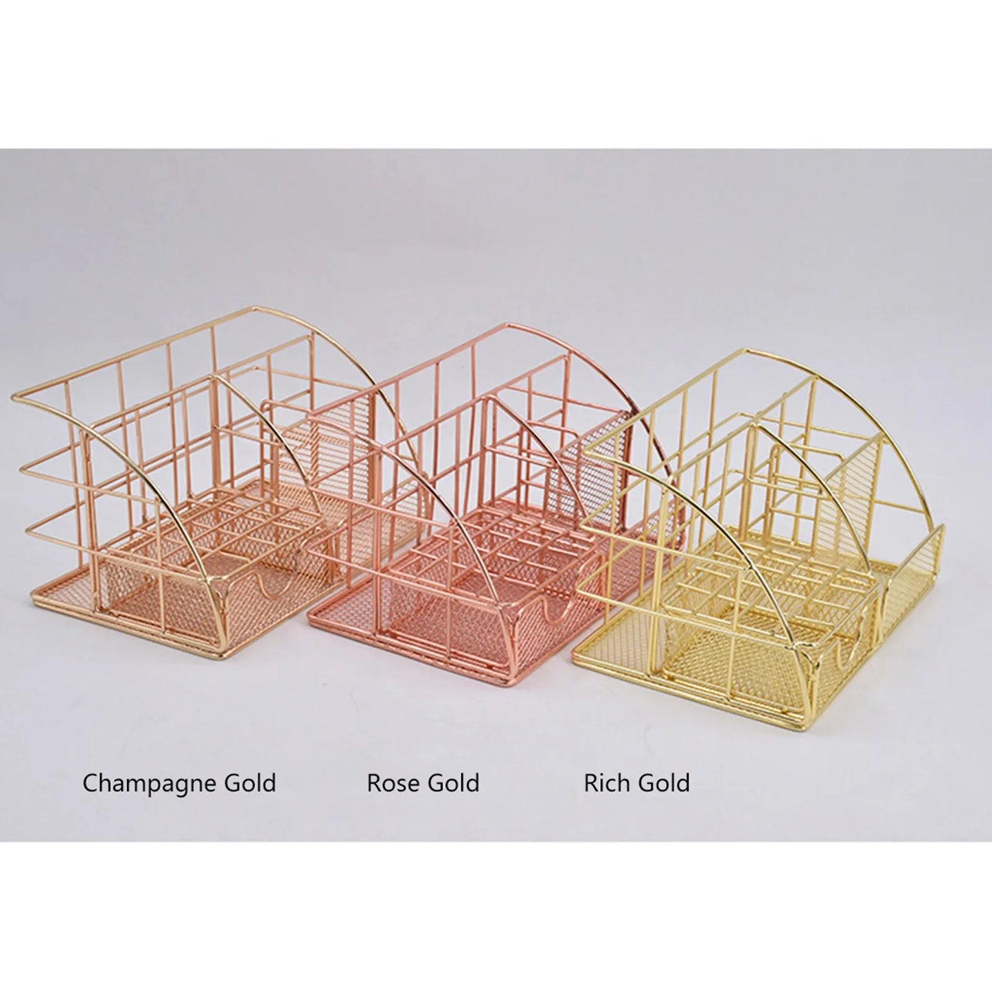 Rose Gold Mesh Desk Organizer