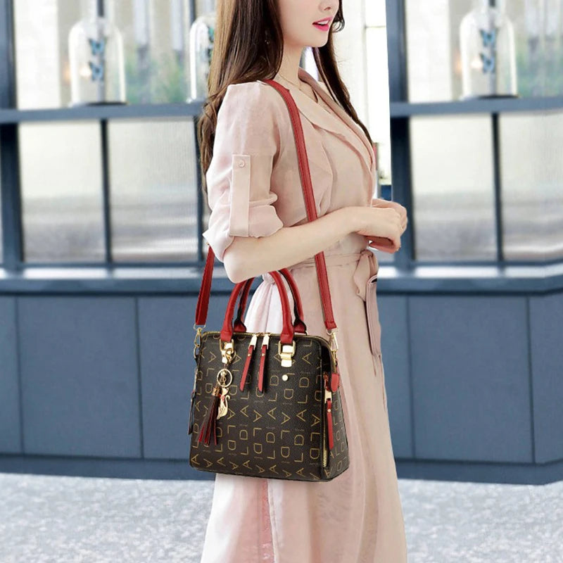 Large PU Leather Monogram Tote Handbag