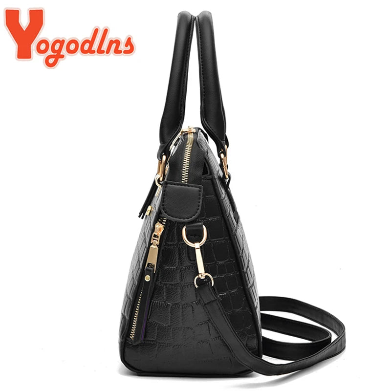 Crocodile Embossed PU Leather Tote Bag