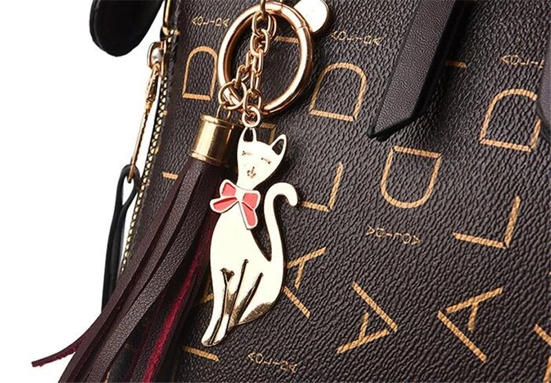 Large PU Leather Monogram Tote Handbag