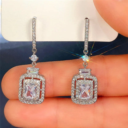 Huitan Luxury Crystal Cubic Zirconia Drop Earrings