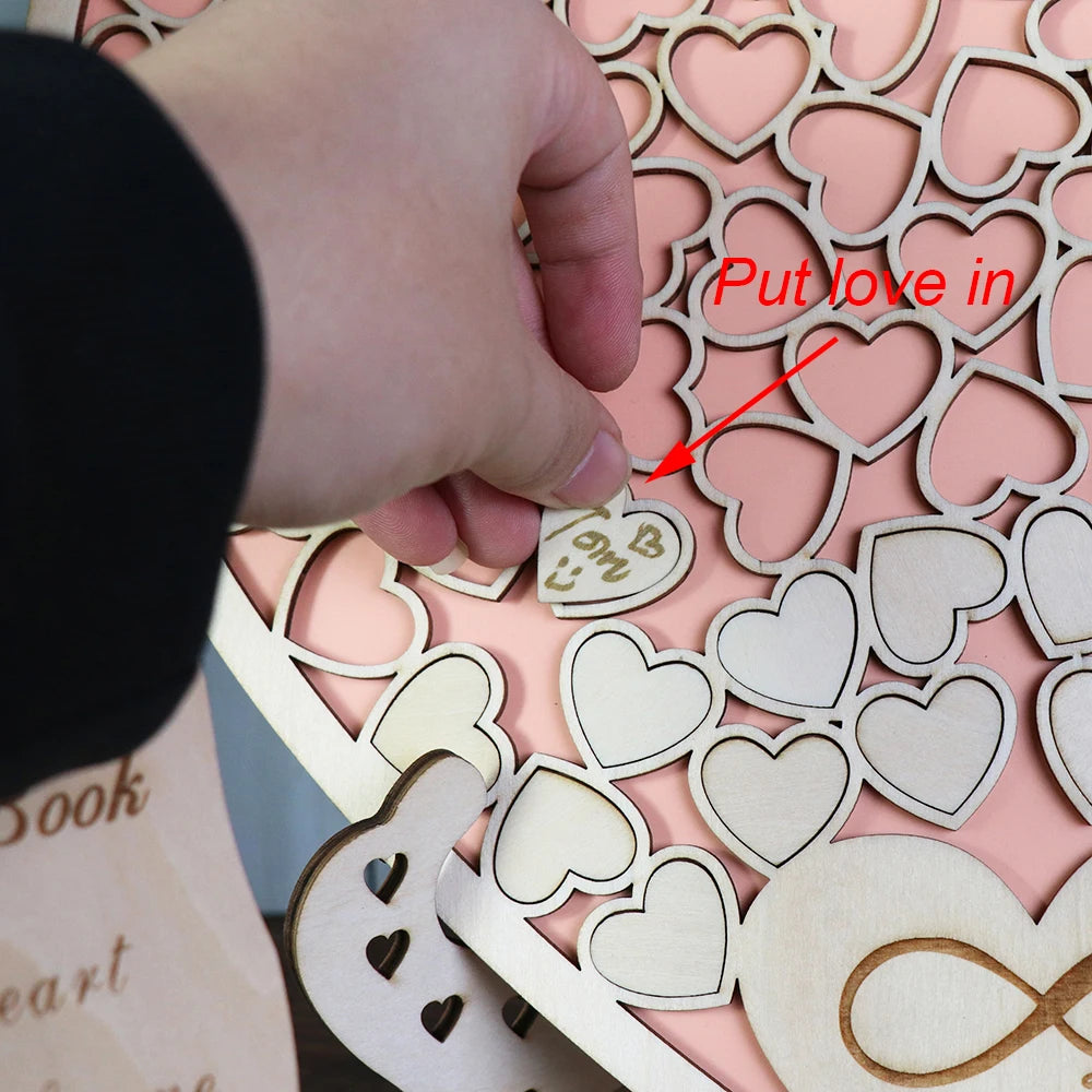 Heart Shape Wedding Guest Book Decoration With Wooden Box