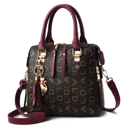 Large PU Leather Monogram Tote Handbag