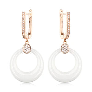 Women’s Ceramic & Stainless Steel Drop Earrings