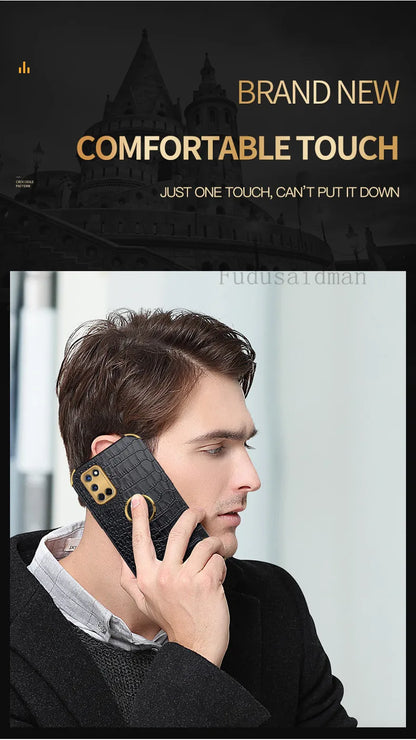 Crocodile Texture Ring Stand Phone Case