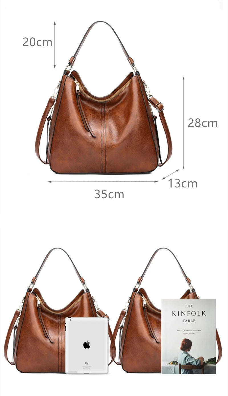 Women’s Vintage PU Leather Shoulder Tote & Crossbody Bag