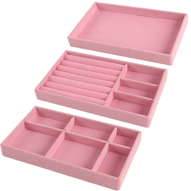 Fashion Portable Velvet  Jewelry Display Organizer Box