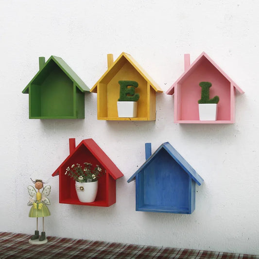 Wooden House Wall Shelf