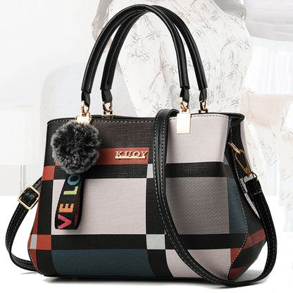 Women’s Designer Style Plaid Shoulder & Crossbody Tote Bag