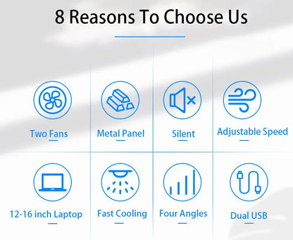 Adjustable Dual-Fan Laptop Cooler Stand with 2 USB Ports