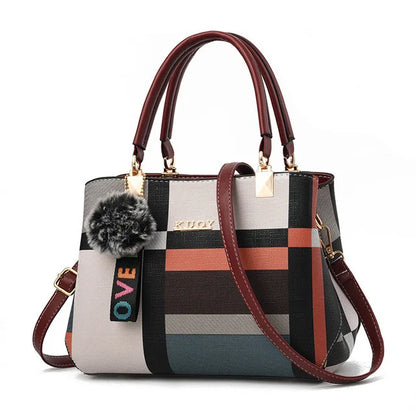 Women’s Designer Style Plaid Shoulder & Crossbody Tote Bag
