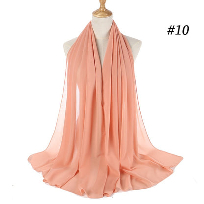 Plain Color Chiffon Scarf Headband Female