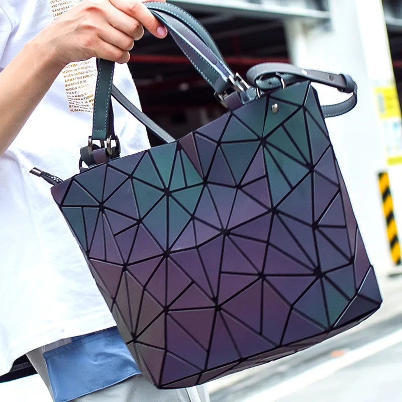 Luminous Geometric Reflective Tote Bag