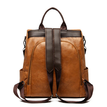 Women’s Anti-Theft PU Leather Travel Backpack