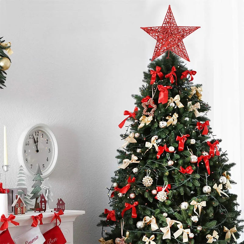 Gold Glitter Christmas Tree Top Star Christmas Decoration