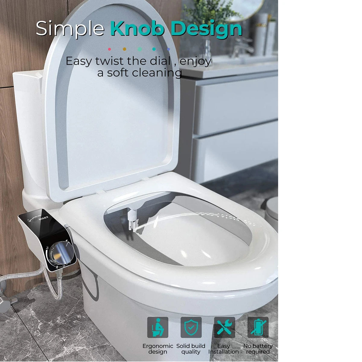 Dual Nozzle Bidet Toilet Seat Attachment