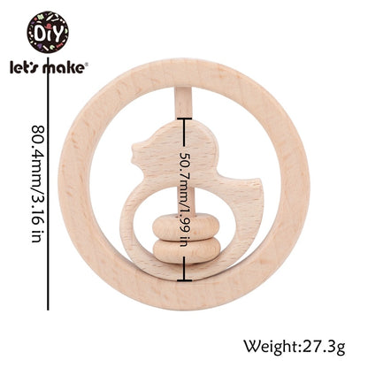 1Pc Silicone And Wooden Baby Teether