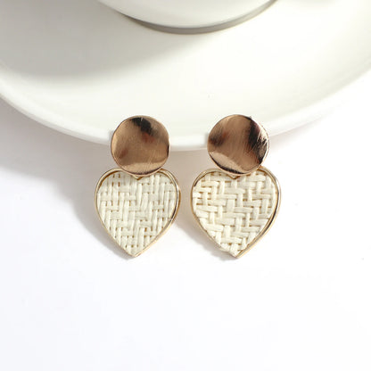 AENSOA Boho Handmade Geometric Wooden Drop Earrings