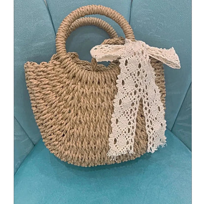 Handmade Half-Moon Straw Bag