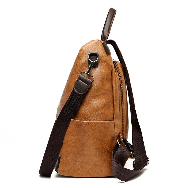 Women’s Anti-Theft PU Leather Travel Backpack