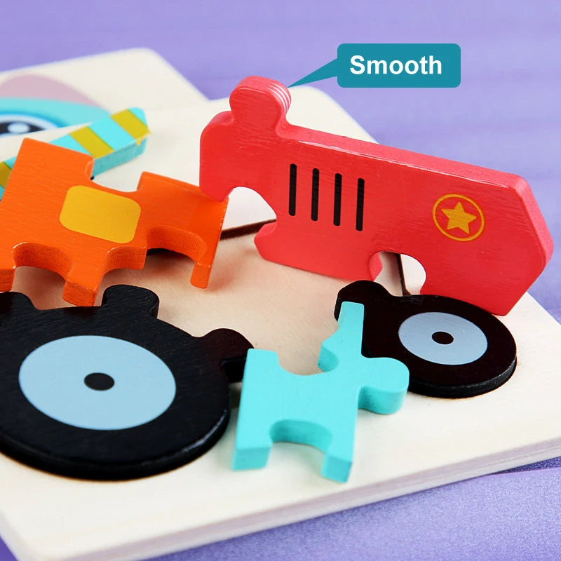 Kids Wooden 3D Animal Puzzle – Early Learning Jigsaw