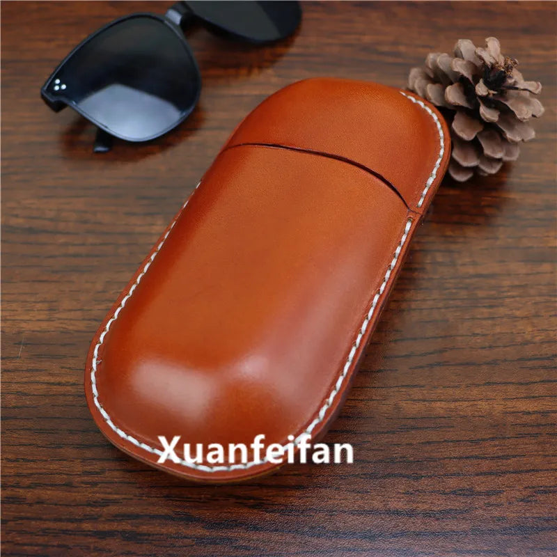 Vintage Cowhide Leather Glasses Case