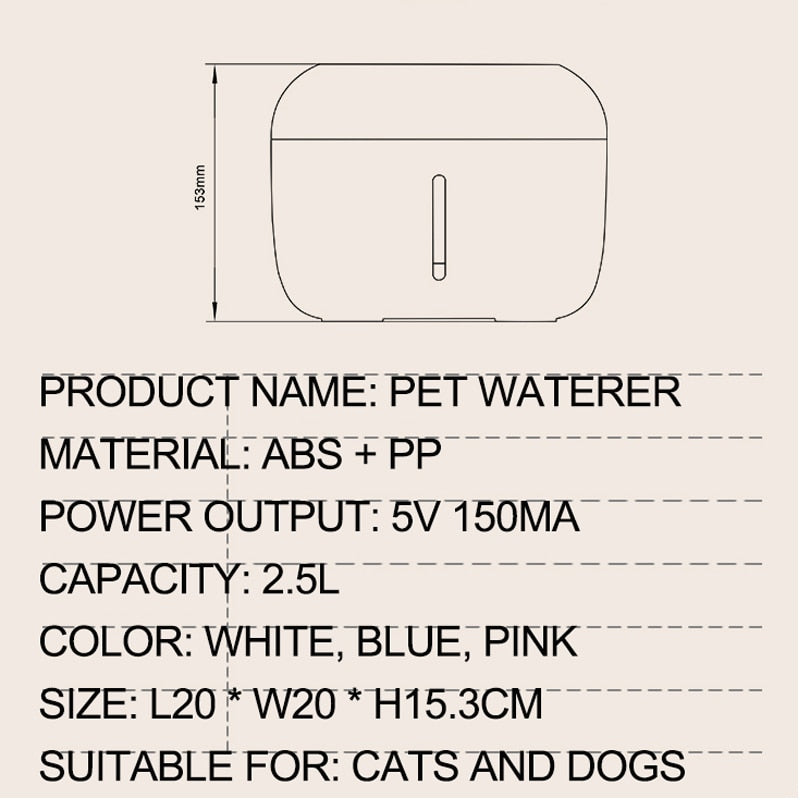 Pet  Fountain Drinking 2.5L Automatic