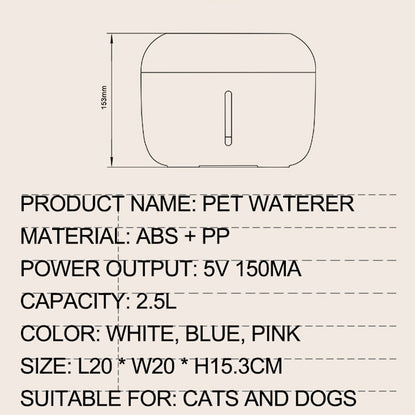 Pet  Fountain Drinking 2.5L Automatic