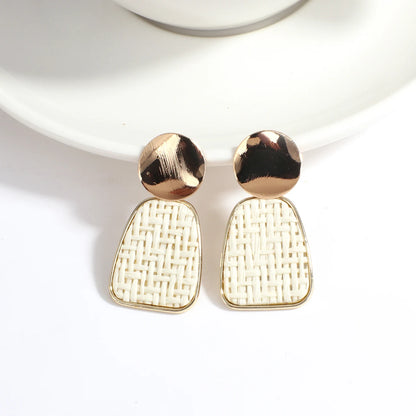 AENSOA Boho Handmade Geometric Wooden Drop Earrings