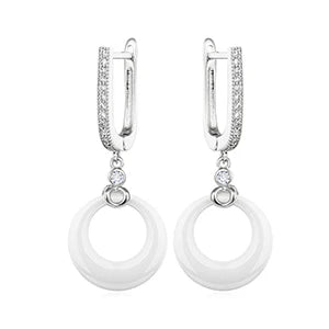 Women’s Ceramic & Stainless Steel Drop Earrings