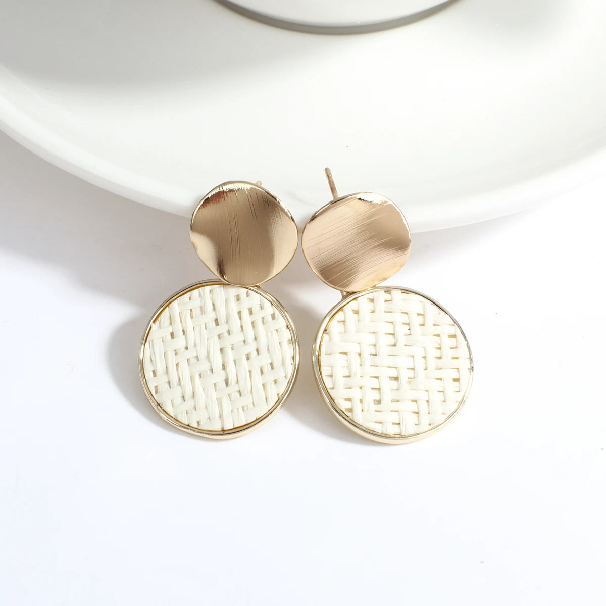AENSOA Boho Handmade Geometric Wooden Drop Earrings