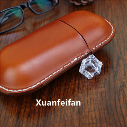 Vintage Cowhide Leather Glasses Case