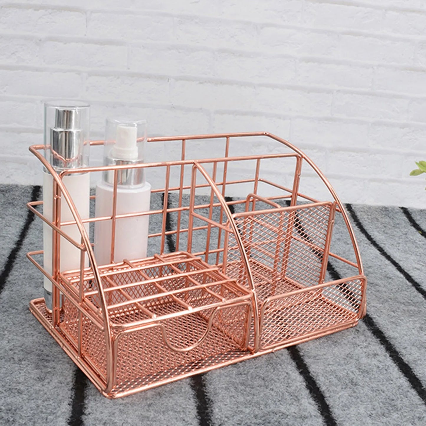 Rose Gold Mesh Desk Organizer