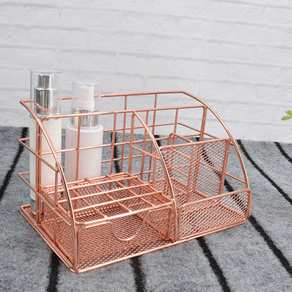 Rose Gold Mesh Desk Organizer