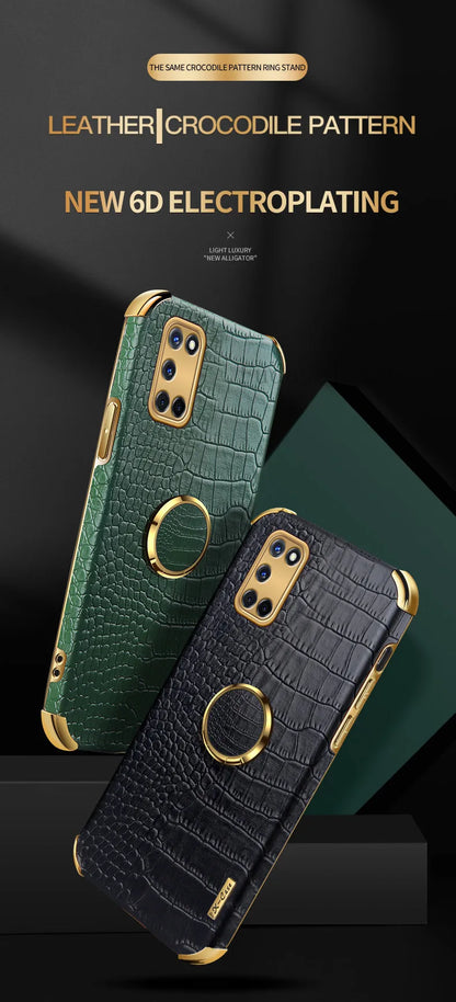Crocodile Texture Ring Stand Phone Case
