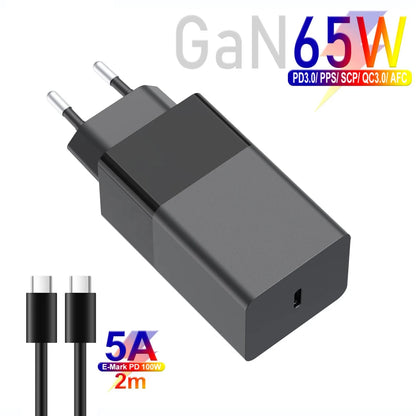 65W GaN USB-C PD Fast Charger for Laptops, Tablets & Smartphones