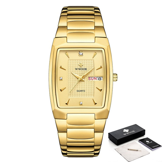 WWOOR 2023 New Square Watch Men with Automatic Week Date