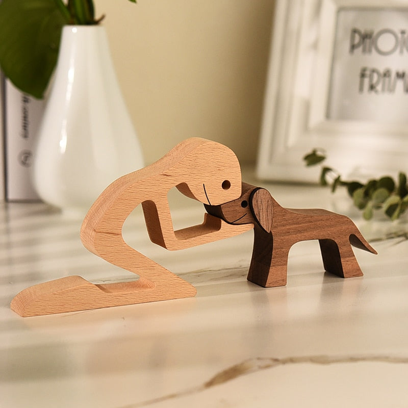 Family Puppy Wood Dog Craft  Table Ornament