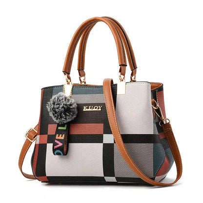 Women’s Designer Style Plaid Shoulder & Crossbody Tote Bag