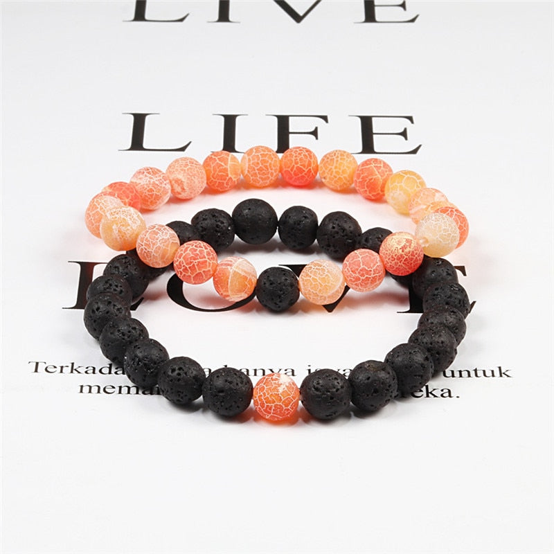 Set Bracelet  Natural Lava Stone Tiger Eye