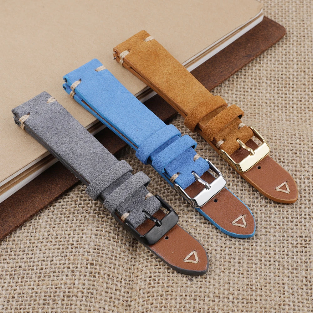 Suede Leather Watch Strap Replacement Band