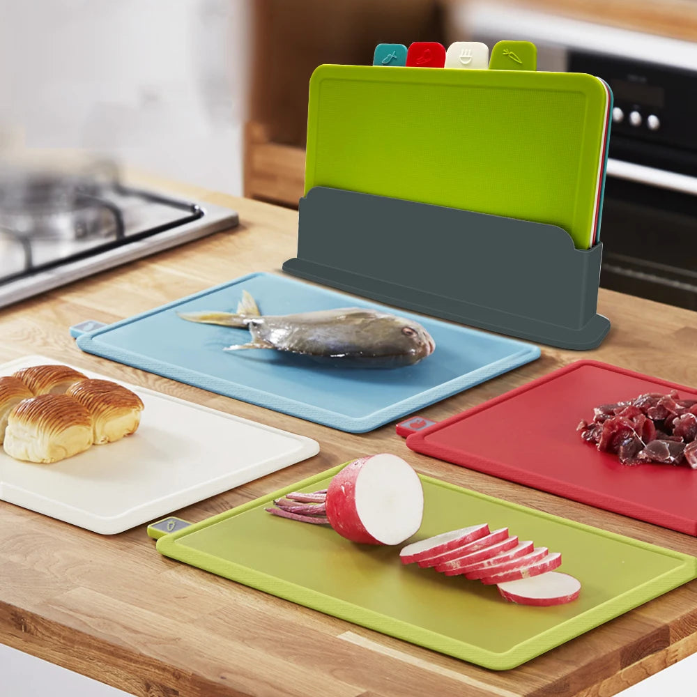Color Coded Cutting Board Set with Holder