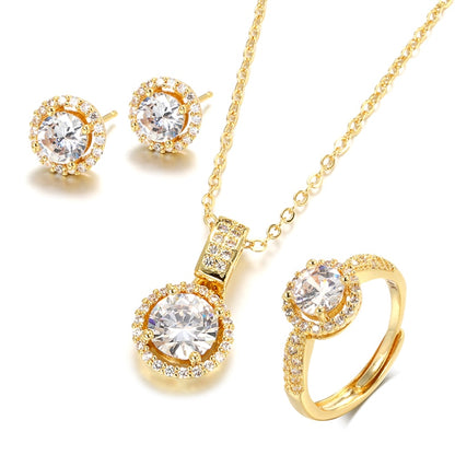 Kinel 18K Gold Zircon Jewelry Set