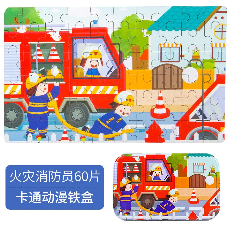 Wooden Cartoon Puzzle Set