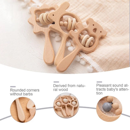 1PC Baby Wooden Rattle Beech